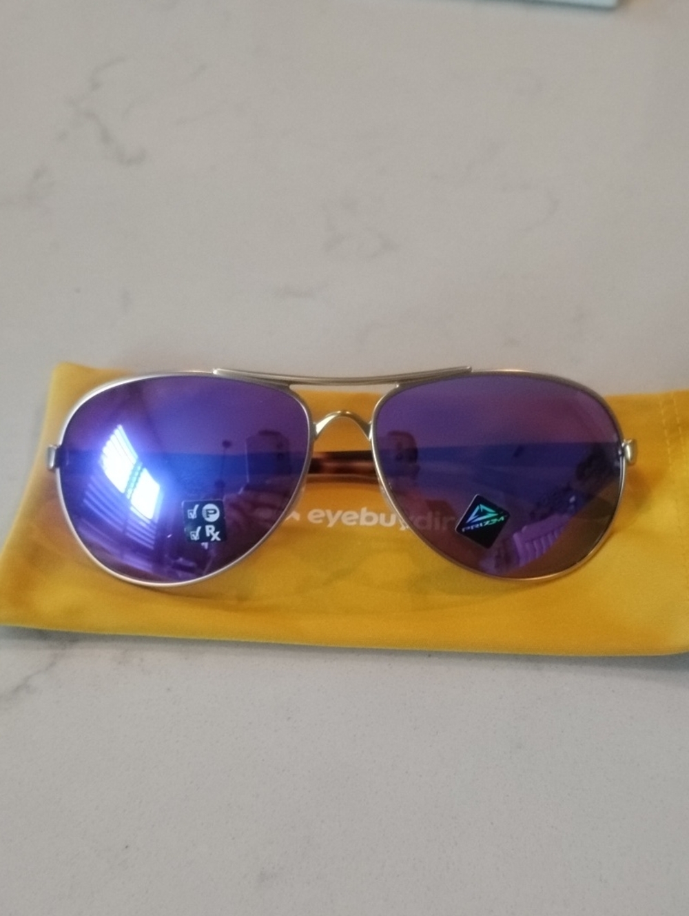 Oakley Feedback Polarized Aviator Sunglasses Purple Lense And Tortoise Frames